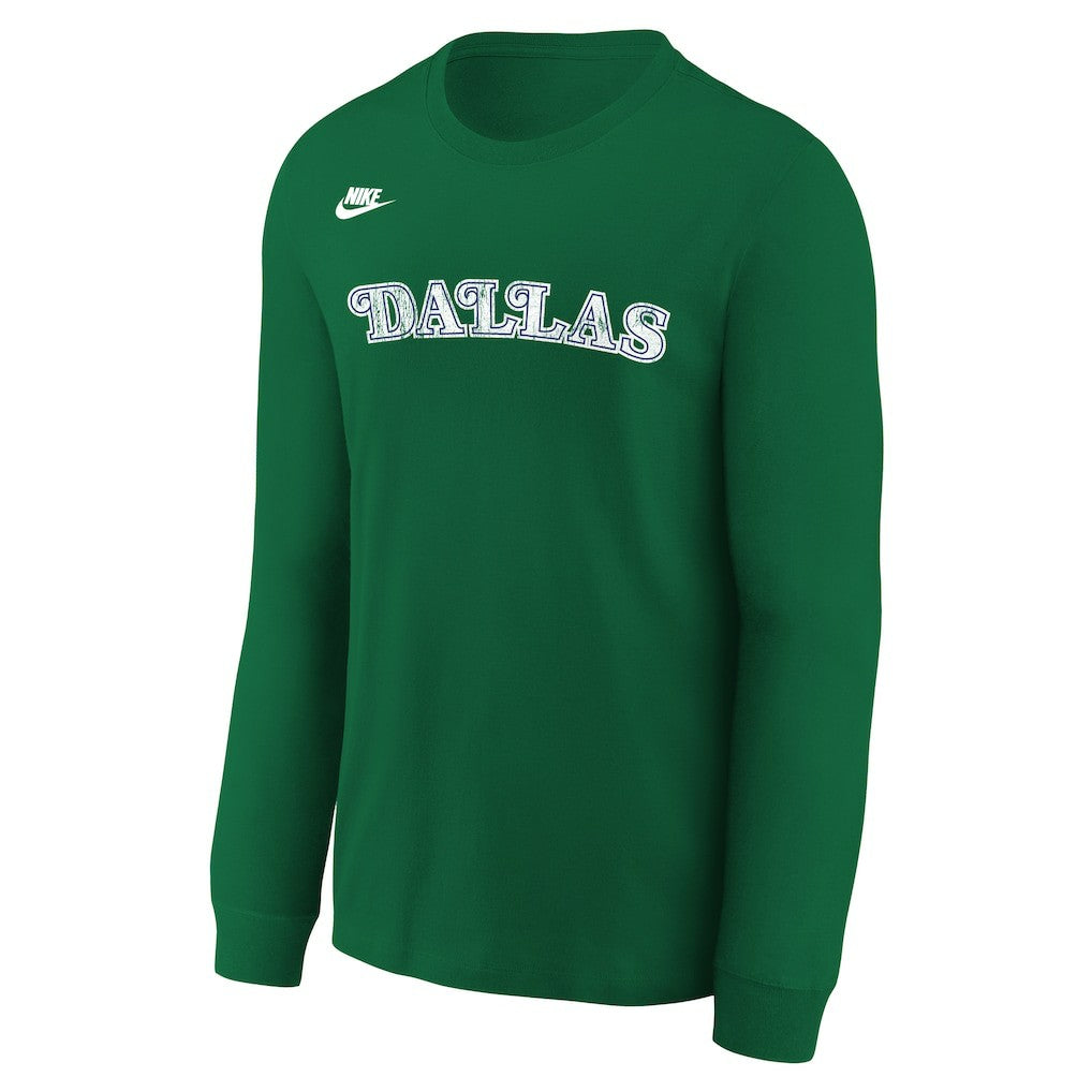 Dallas Mavericks Youth Hardwood Classics Essential Logo Max90 Long Sleeve T-Shirt Green