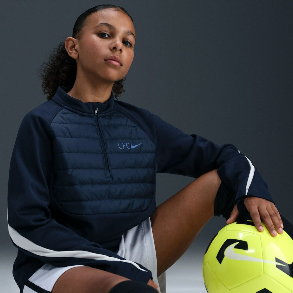 Chelsea Youth 2025/26 Academy Winter Warrior Drill Training Top Navy