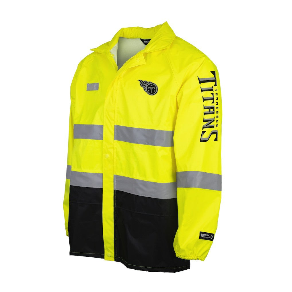 Tennessee Titans Hi-Vis Safety Waterproof Rainshell Full-Zip Hooded Jacket Yellow