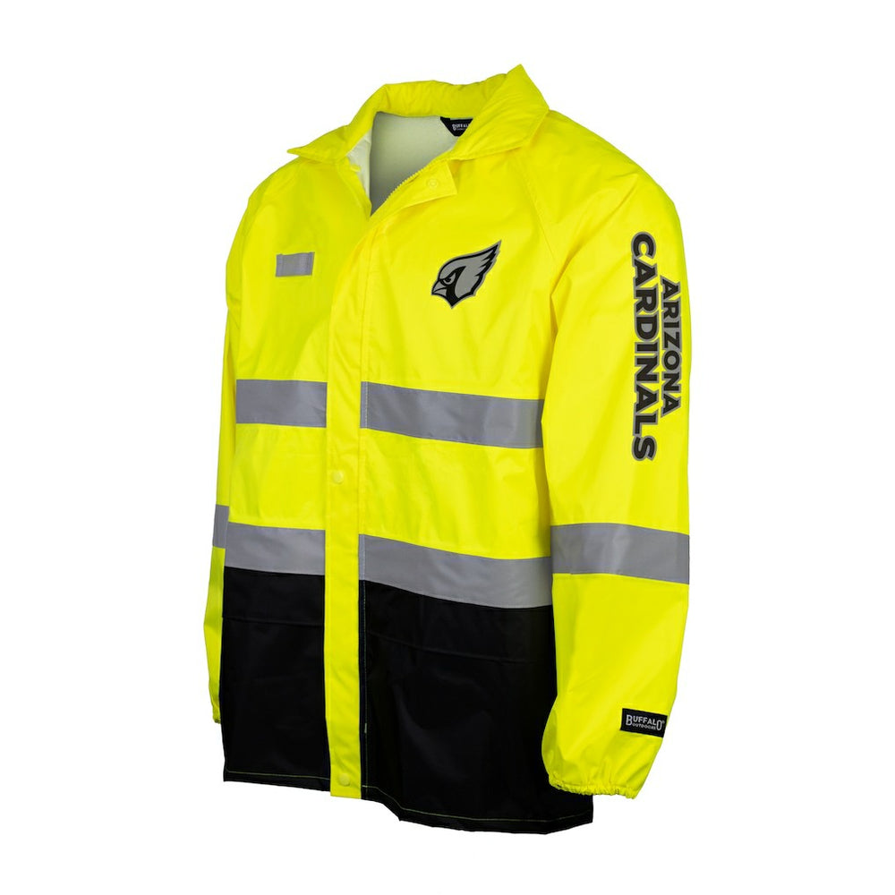 Arizona Cardinals Hi-Vis Safety Waterproof Rainshell Full-Zip Hooded Jacket Yellow