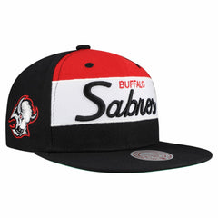 NHL Buffalo Sabres Mitchell & Ness Retro Script Colorblock Snapback Hat - Black