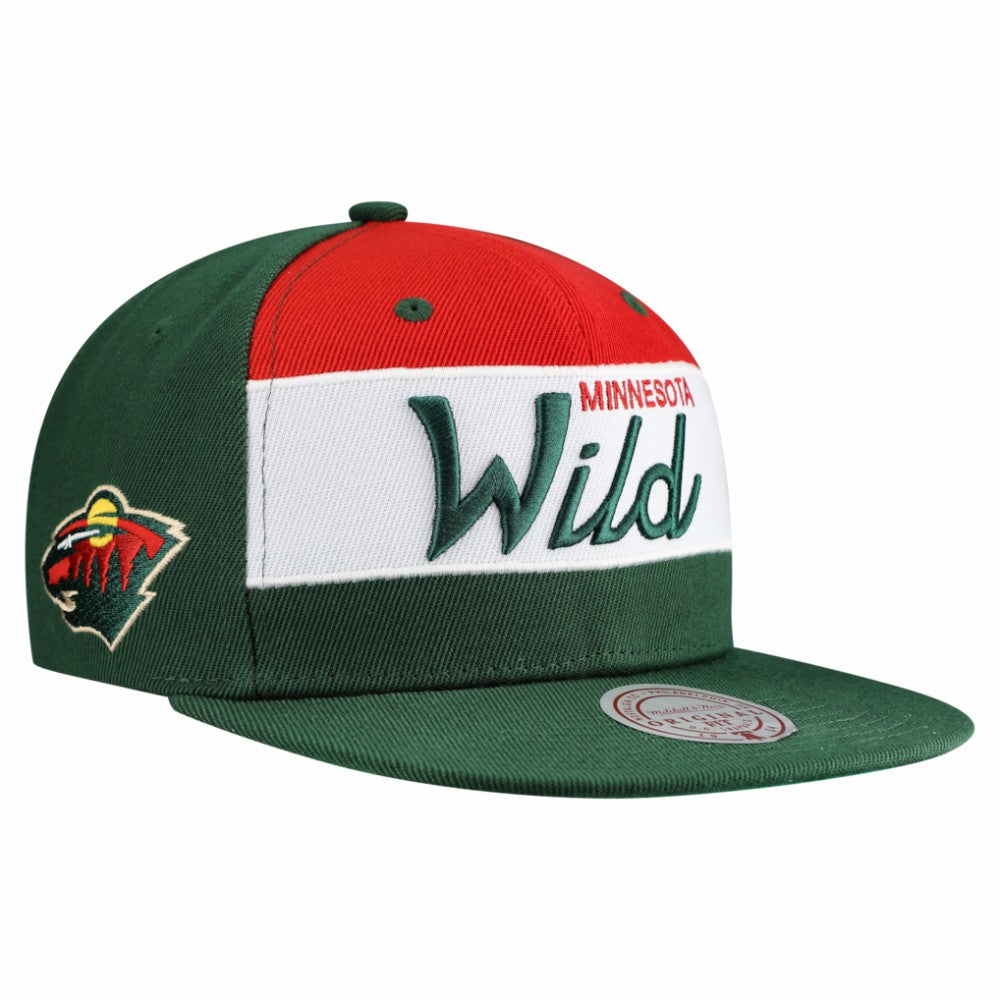 NHL Minnesota Wild Mitchell & Ness Retro Script Colorblock Snapback Hat - Green