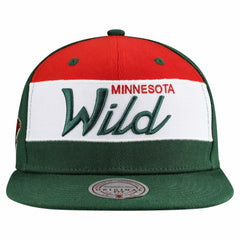 NHL Minnesota Wild Mitchell & Ness Retro Script Colorblock Snapback Hat - Green