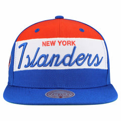 NHL New York Islanders Mitchell & Ness Retro Script Colorblock Snapback Hat - Royal