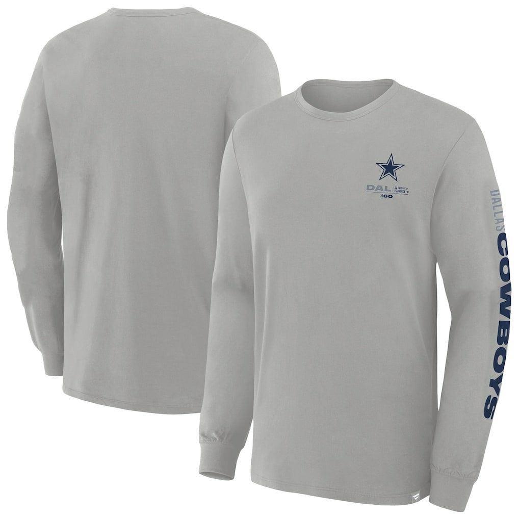 Dallas Cowboys Big & Tall Clock Management Legacy Long Sleeve T-Shirt Heather Gray