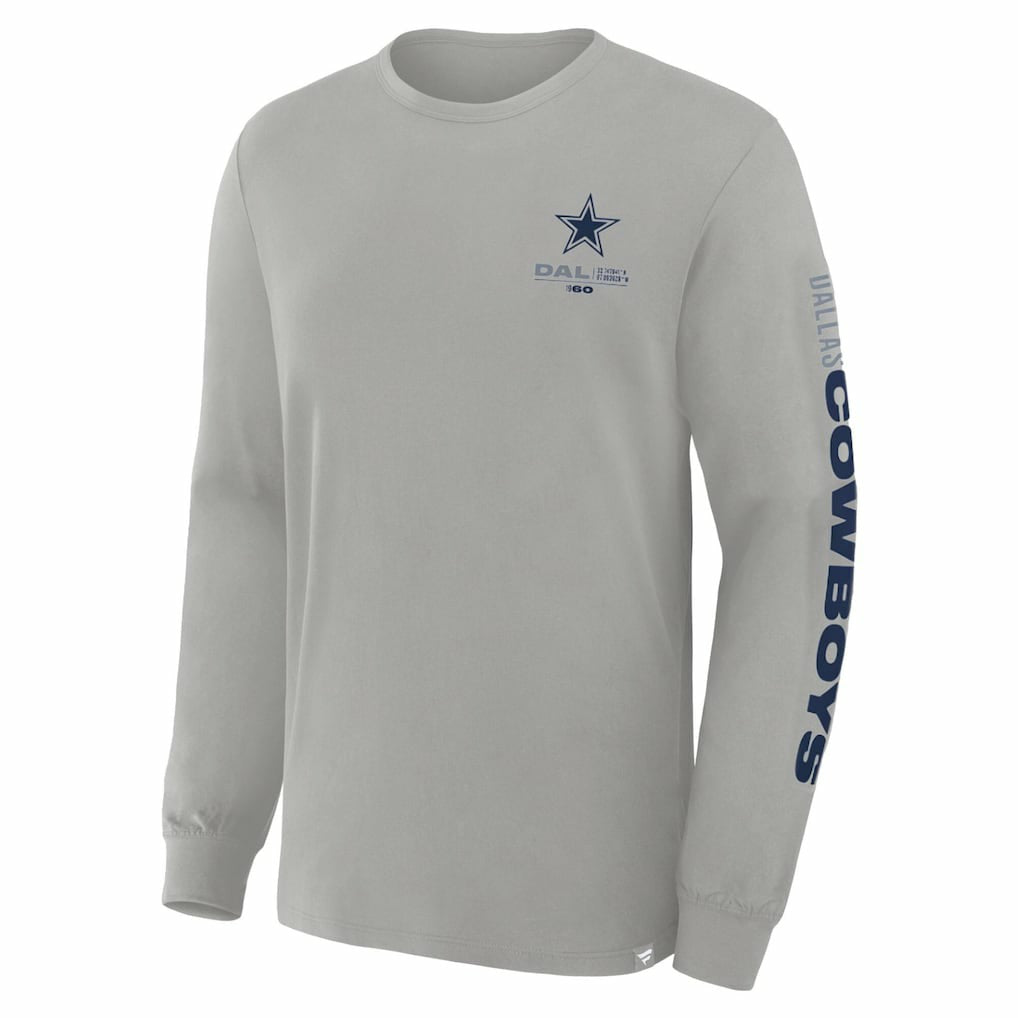 Dallas Cowboys Big & Tall Clock Management Legacy Long Sleeve T-Shirt Heather Gray