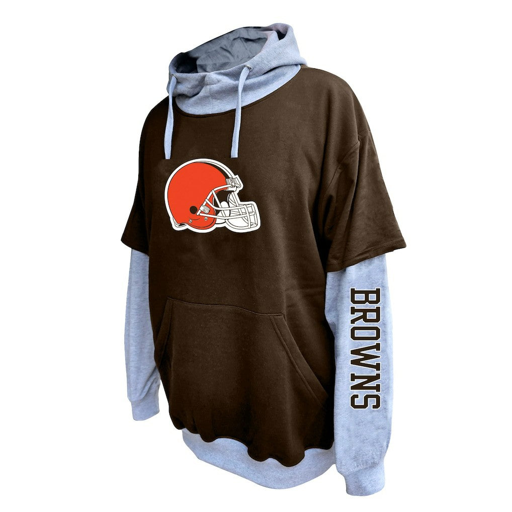 Cleveland Browns Big & Tall Twofer Pullover Hoodie Brown/Heather Gray
