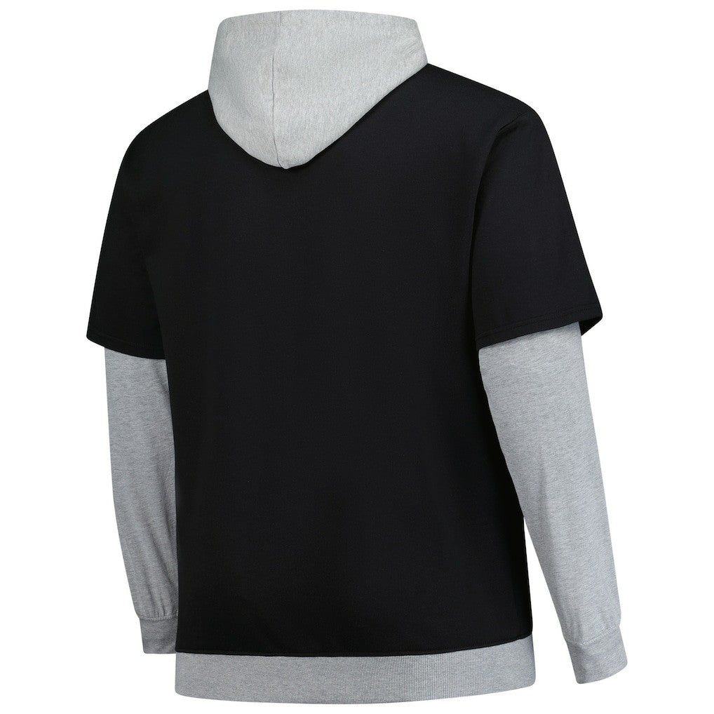 Pittsburgh Steelers Big & Tall Twofer Pullover Hoodie Black/Heather Gray