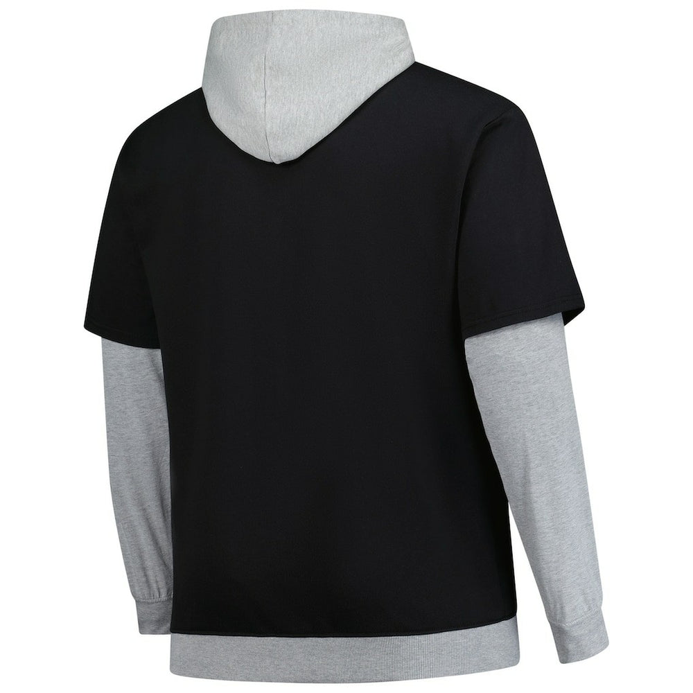 Pittsburgh Steelers Big & Tall Twofer Pullover Hoodie Black/Heather Gray