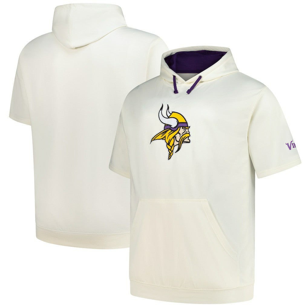 Minnesota Vikings Profile Big & Tall Chest Print and Logo Short Sleeve Pullover Hoodie Oatmeal