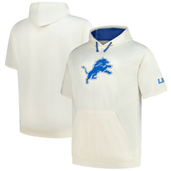 Detroit Lions Profile Big & Tall Chest Print and Logo Short Sleeve Pullover Hoodie Oatmeal