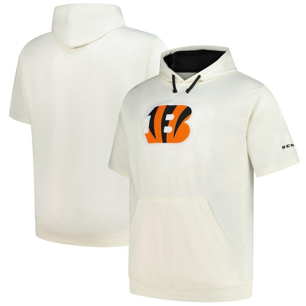 Cincinnati Bengals Profile Big & Tall Chest Print and Logo Short Sleeve Pullover Hoodie Oatmeal