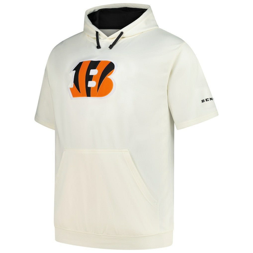 Cincinnati Bengals Profile Big & Tall Chest Print and Logo Short Sleeve Pullover Hoodie Oatmeal