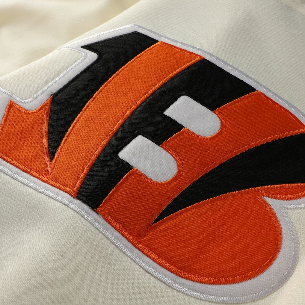 Cincinnati Bengals Profile Big & Tall Chest Print and Logo Short Sleeve Pullover Hoodie Oatmeal