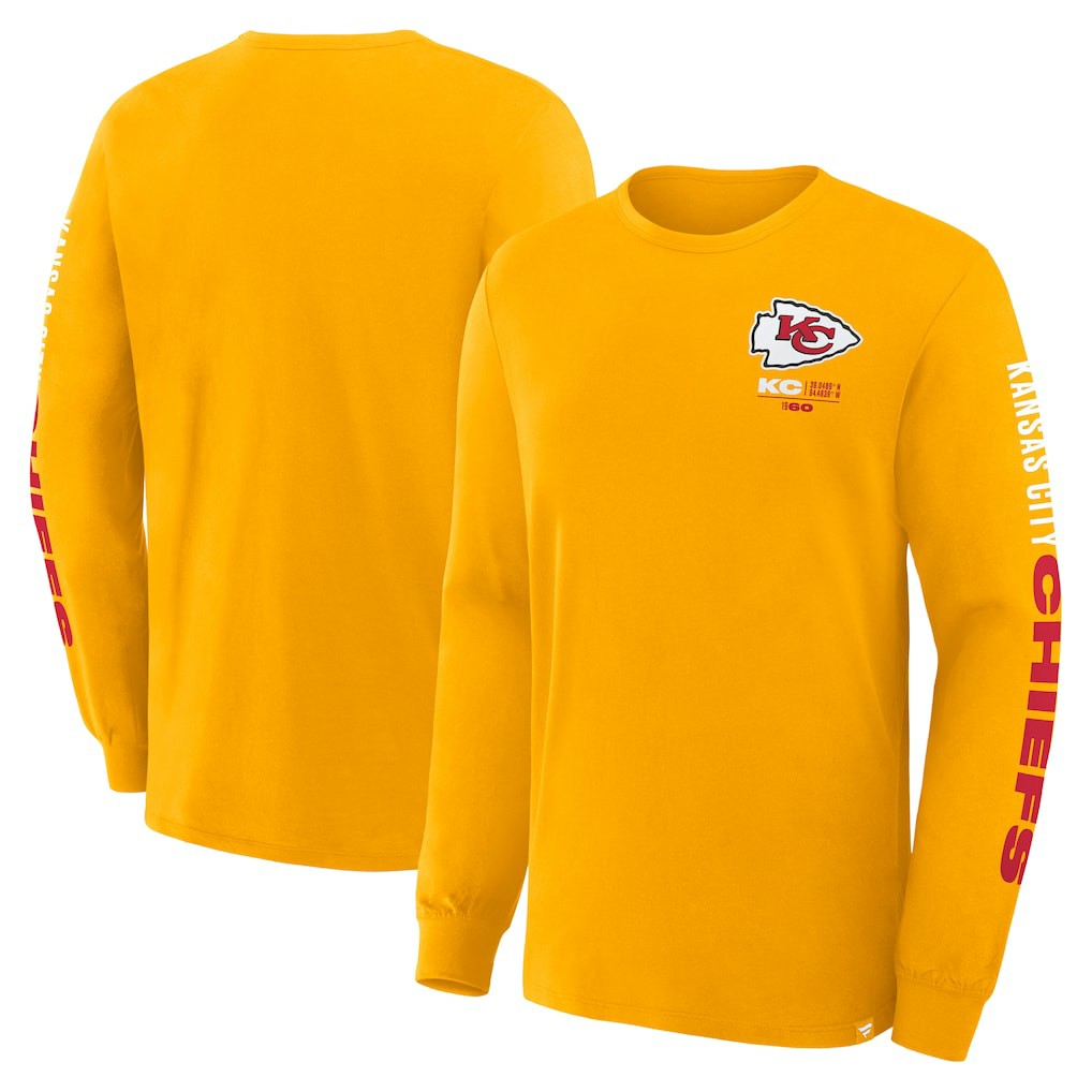 Kansas City Chiefs Big & Tall Clock Management Legacy Long Sleeve T-Shirt Gold