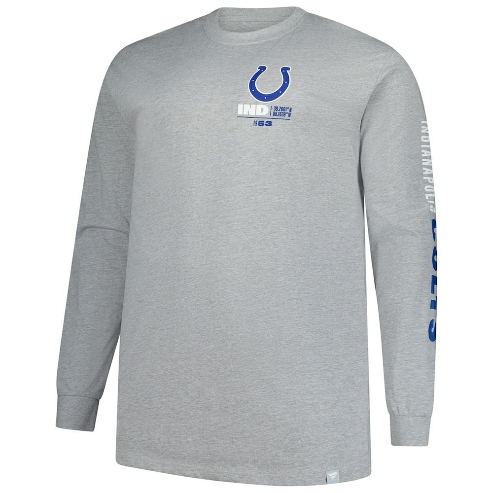 Indianapolis Colts Big & Tall Clock Management Legacy Long Sleeve T-Shirt Heather Gray