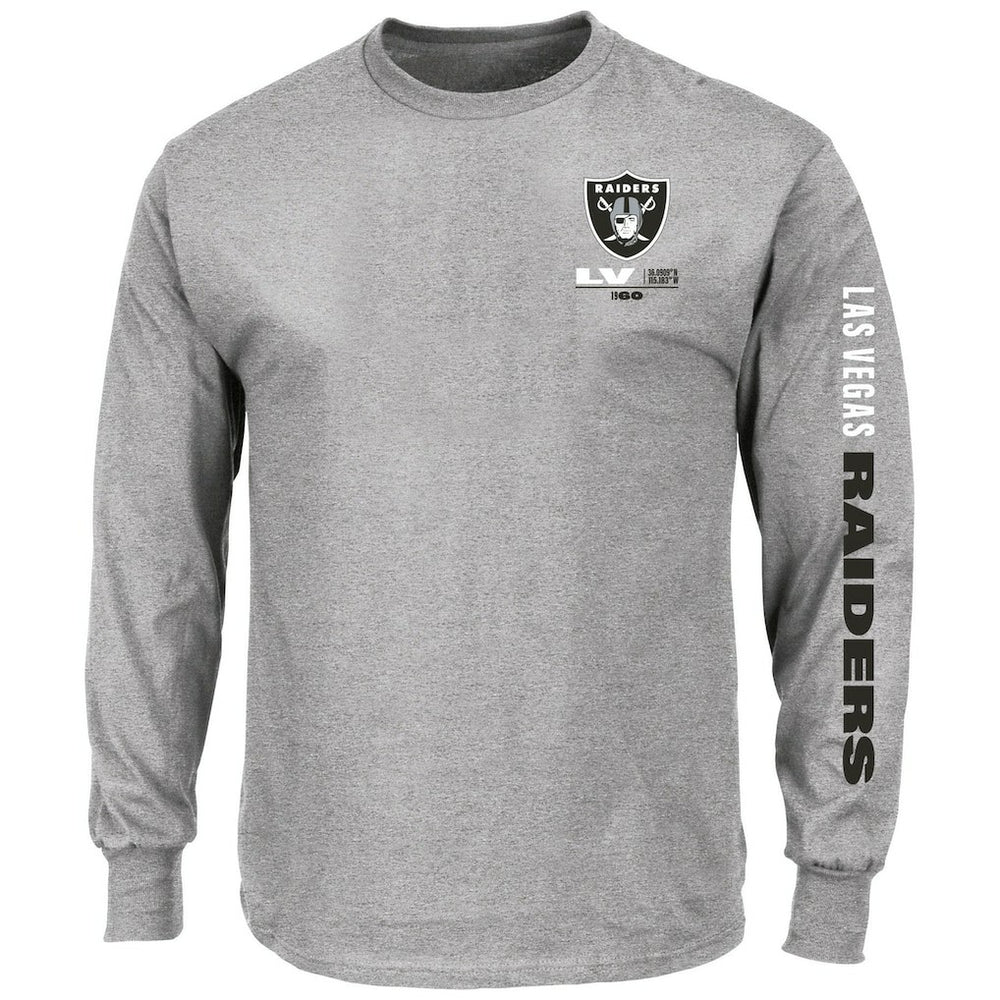 Las Vegas Raiders Big & Tall Clock Management Legacy Long Sleeve T-Shirt Heather Gray