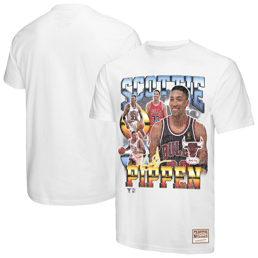 Scottie Pippen Chicago Bulls Hardwood Classics Commemorative Player Collage T-Shirt White