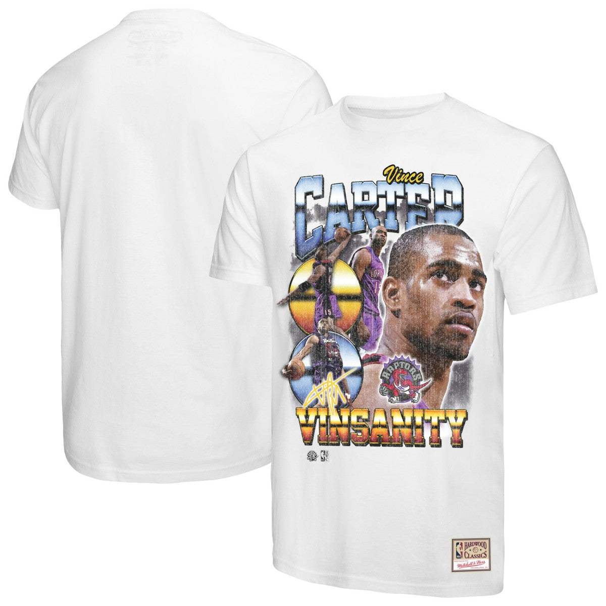 Vince Carter Toronto Raptors Hardwood Classics Commemorative Player Collage T-Shirt White