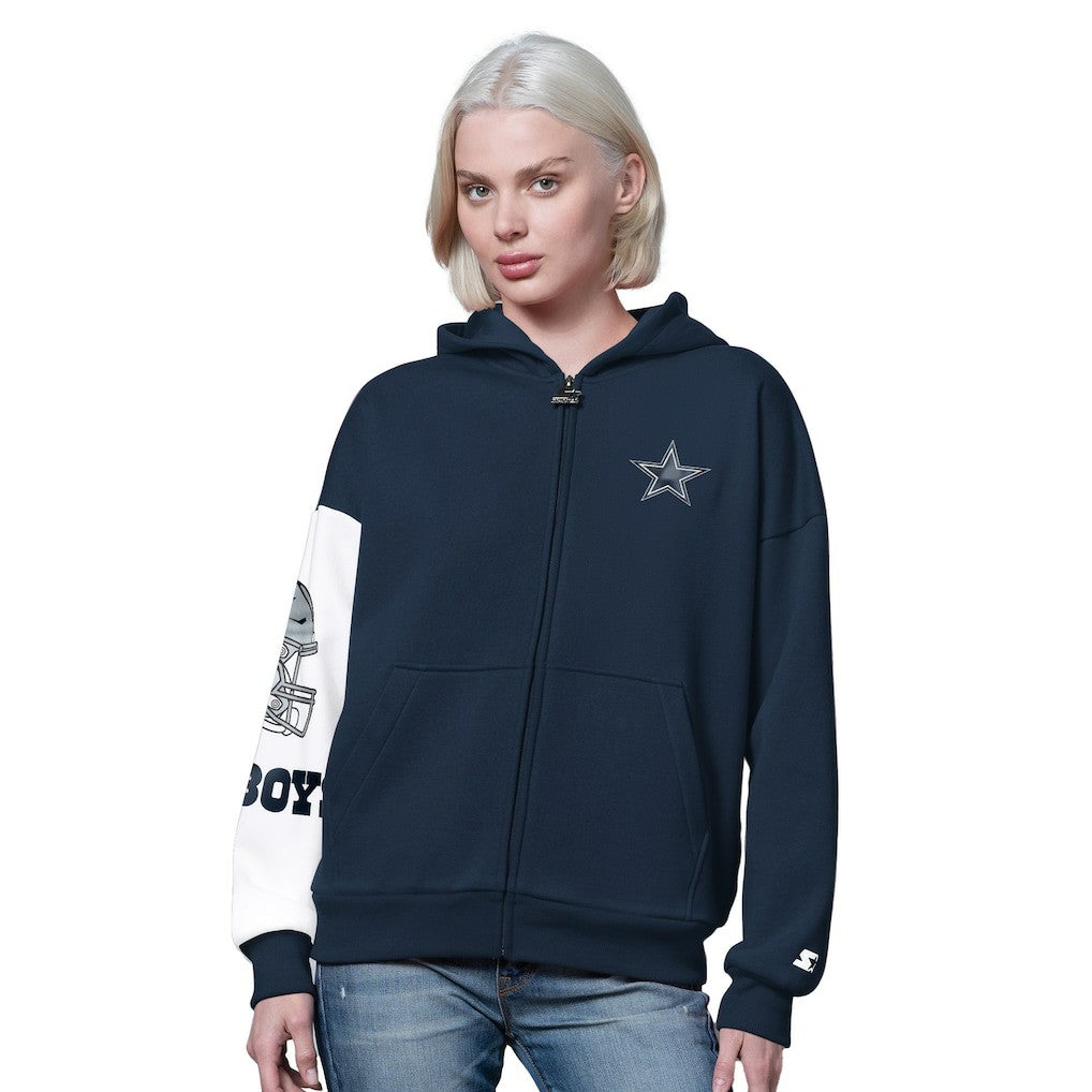 Dallas Cowboys Starter Women's 4th Down Full-Zip Hoodie Navy