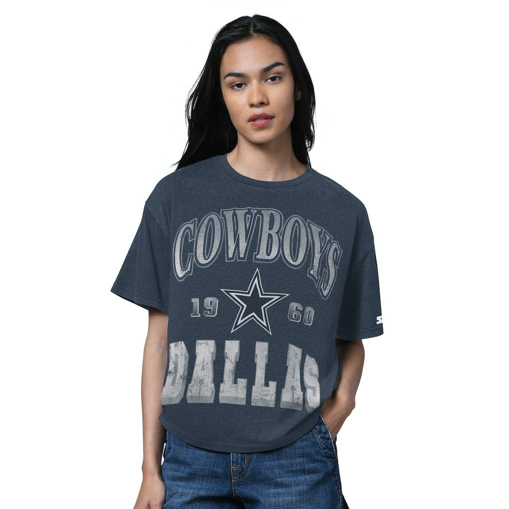 Dallas Cowboys Starter Women's Oversized Hall of Fame T-Shirt Heather Navy