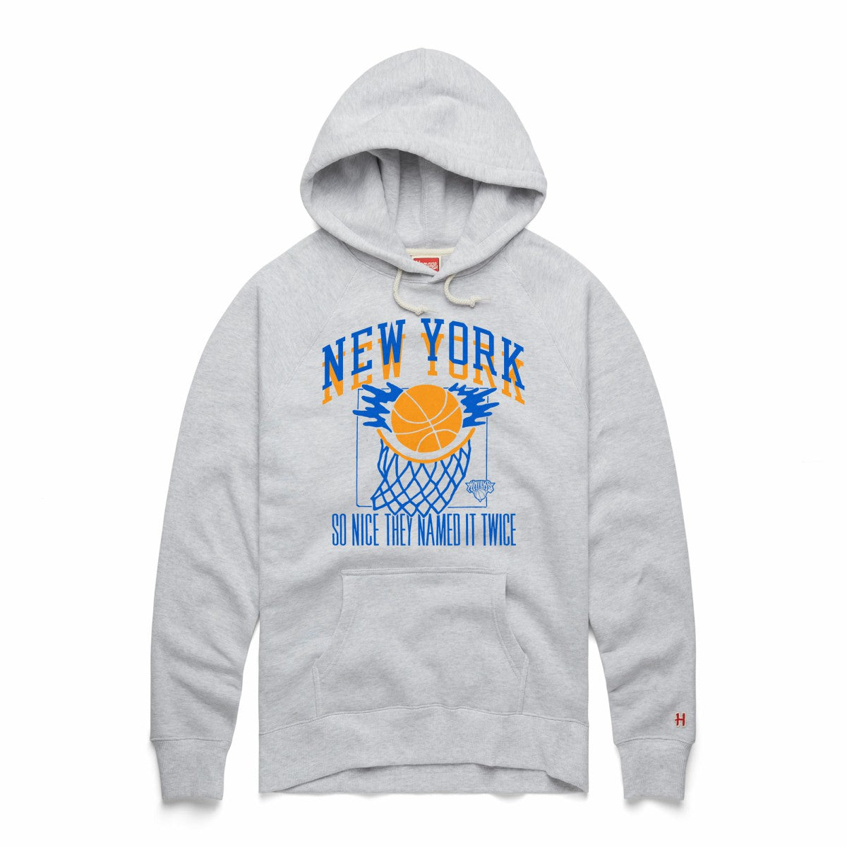 New York Knicks Homage Unisex Hometown Edition Tri-Blend Raglan Pullover Hoodie Ash