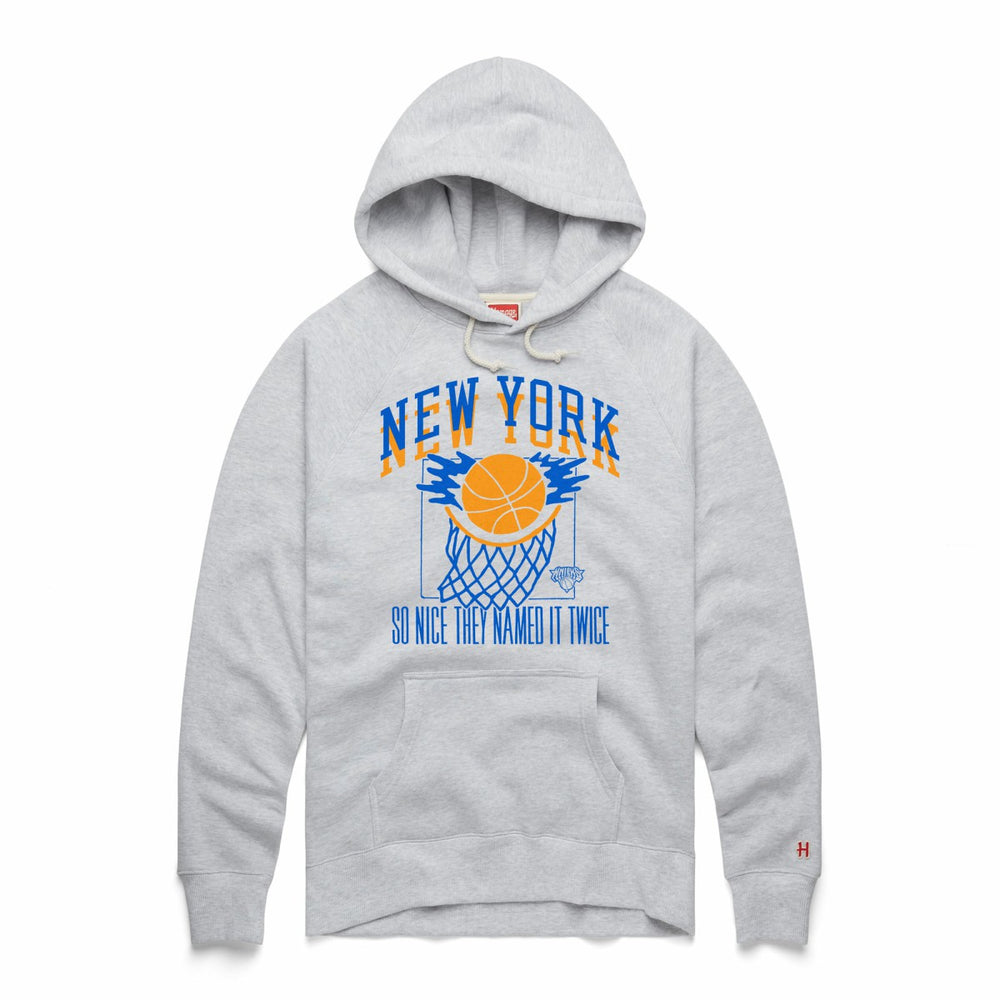 New York Knicks Homage Unisex Hometown Edition Tri-Blend Raglan Pullover Hoodie Ash