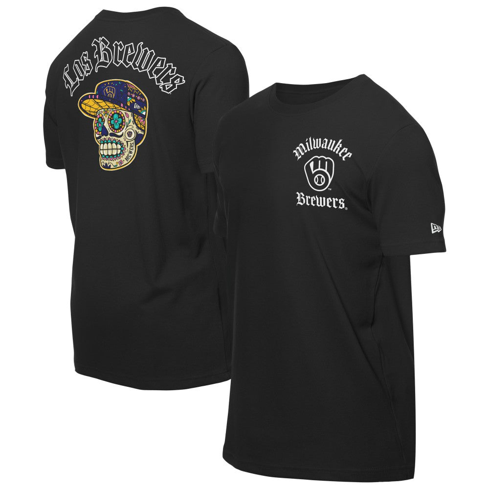 Milwaukee Brewers New Era Sugar Skulls T-Shirt - Black T-shirts