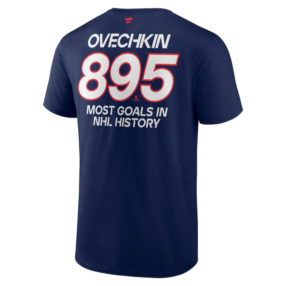 NHL Alexander Ovechkin Washington Capitals Fanatics Most Goals in NHL History T-Shirt - Navy