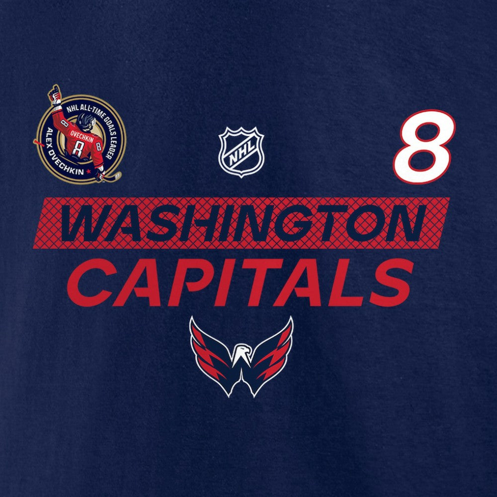 NHL Alexander Ovechkin Washington Capitals Fanatics Most Goals in NHL History T-Shirt - Navy
