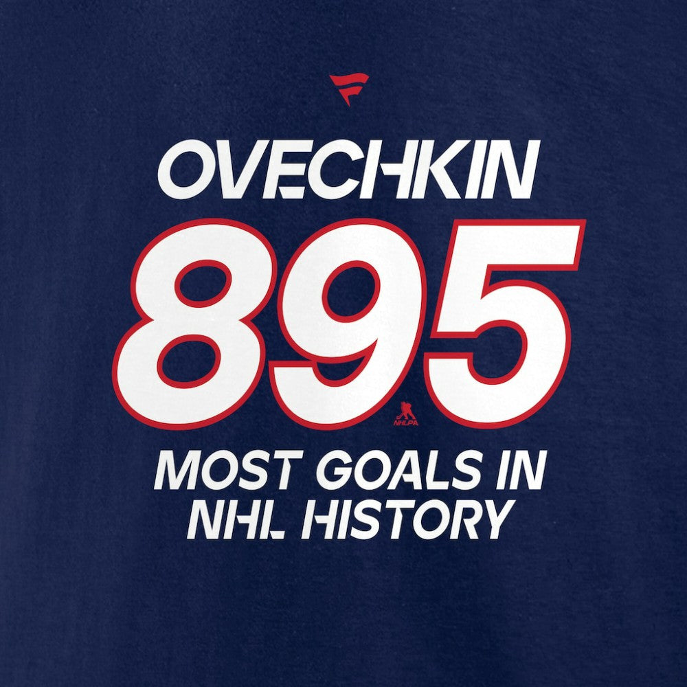 NHL Alexander Ovechkin Washington Capitals Fanatics Most Goals in NHL History T-Shirt - Navy