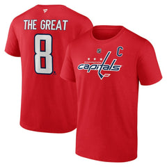 NHL Alexander Ovechkin Washington Capitals Fanatics NHL All-Time Leading Goal Scorer The Great 8 Name & Number T-Shirt - Red