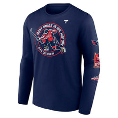 NHL Alexander Ovechkin Washington Capitals Fanatics NHL All-Time Leading Goal Scorer Badges Long Sleeve T-Shirt - Athletic Navy