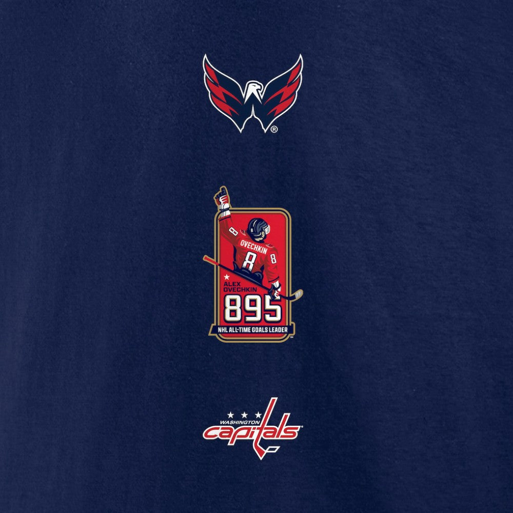 NHL Alexander Ovechkin Washington Capitals Fanatics NHL All-Time Leading Goal Scorer Badges Long Sleeve T-Shirt - Athletic Navy