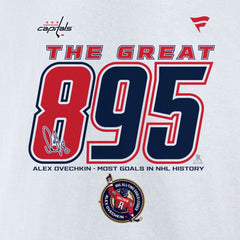 NHL Alexander Ovechkin Washington Capitals Fanatics NHL All-Time Leading Goal Scorer The Great 895 Fleece Pullover Sweatshirt - White