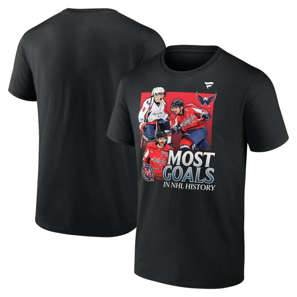 NHL Alexander Ovechkin Washington Capitals Fanatics Most Goals Evolution of 895 T-Shirt - Black