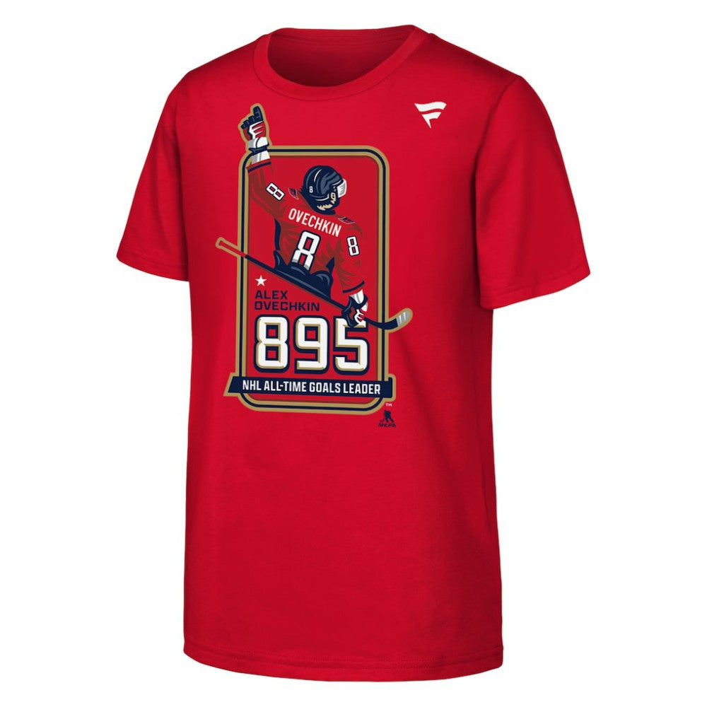 NHL Alexander Ovechkin Washington Capitals Youth NHL All-Time Leading Goal Scorer Locker Room T-Shirt - Red