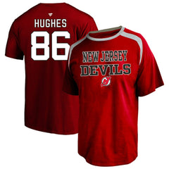 NHL Jack Hughes New Jersey Devils Fanatics Women's Plus Size Name & Number Scoop Neck T-Shirt - Red