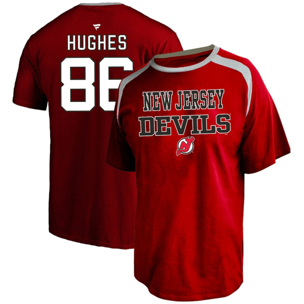 NHL Jack Hughes New Jersey Devils Profile Big & Tall Name & Number T-Shirt - Red