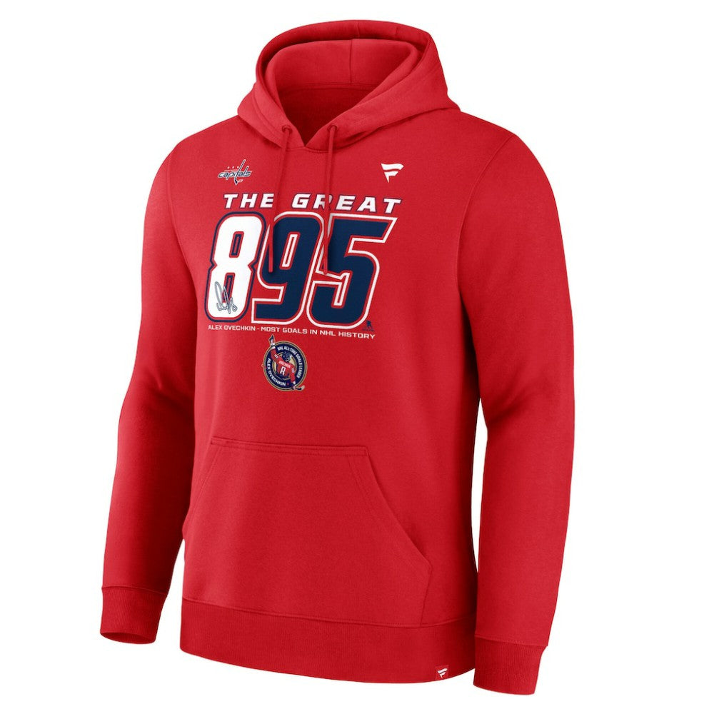 NHL Alexander Ovechkin Washington Capitals Fanatics NHL All-Time Leading Goal Scorer The Great 895 Pullover Hoodie - Athletic Red