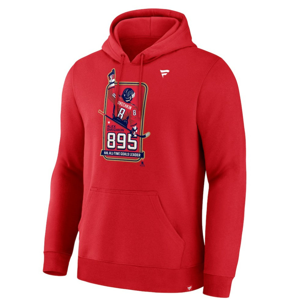 NHL Alexander Ovechkin Washington Capitals Fanatics NHL All-Time Leading Goal Scorer 895 Logo Pullover Hoodie - Athletic Red