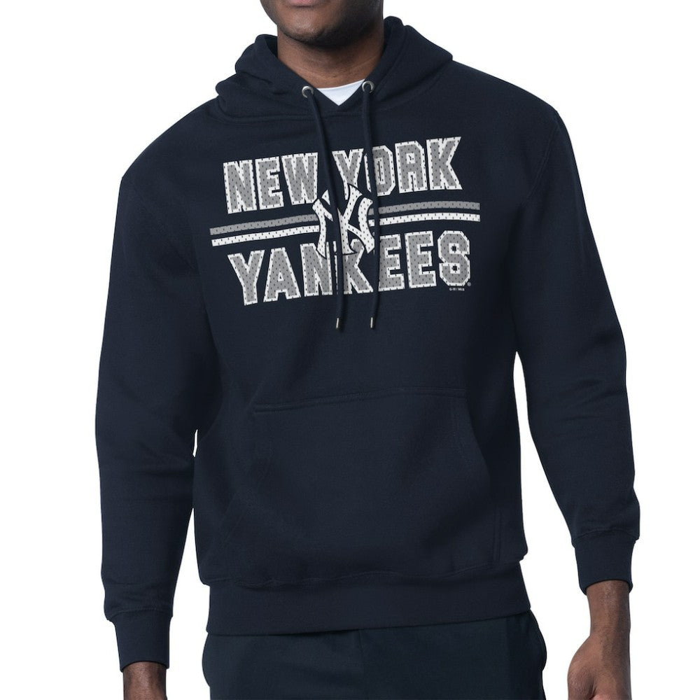 New York Yankees Starter Team Mesh Print Graphic Pullover Hoodie - Navy Hoodies