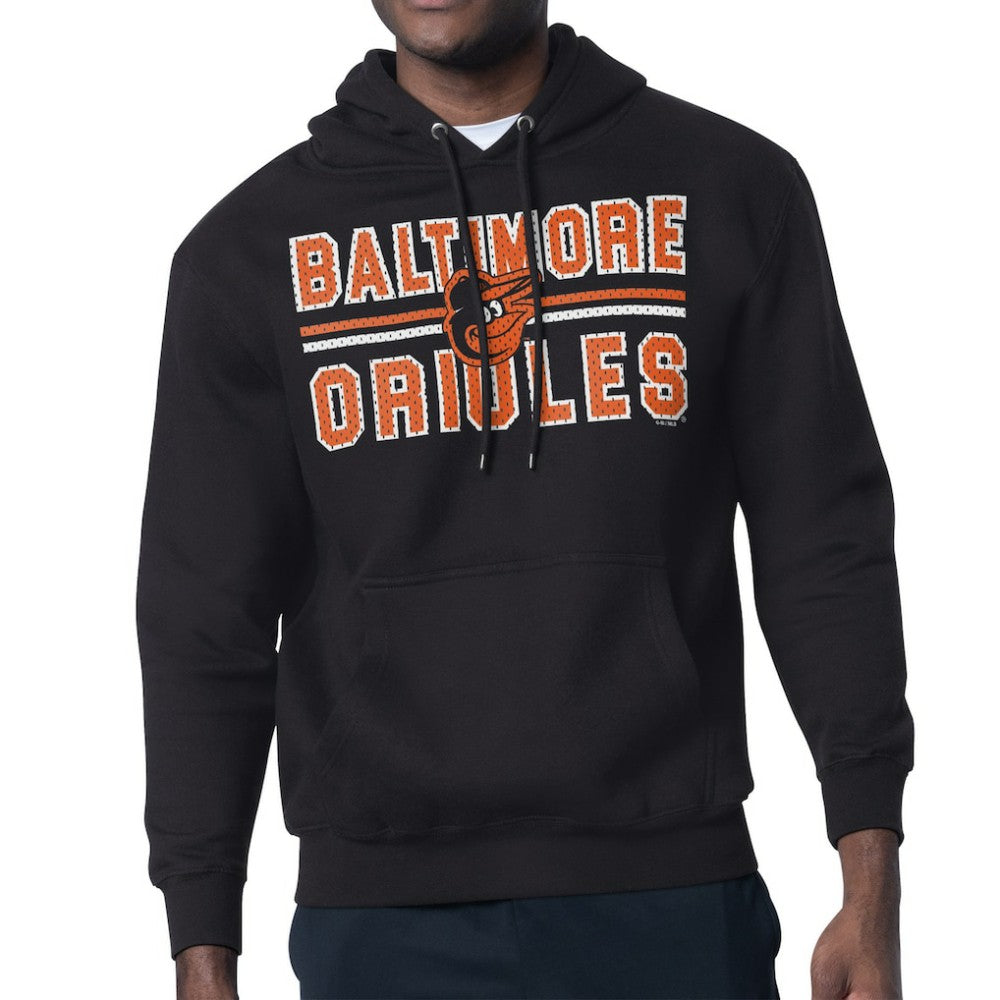 Baltimore Orioles Starter Team Mesh Print Graphic Pullover Hoodie - Black Hoodies