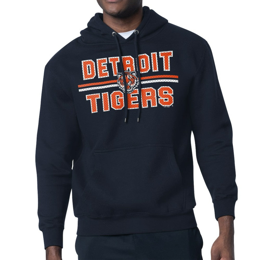 Detroit Tigers Starter Team Mesh Print Graphic Pullover Hoodie - Navy Hoodies