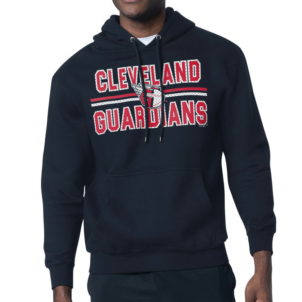 Cleveland Guardians Starter Team Mesh Print Graphic Pullover Hoodie - Navy Hoodies