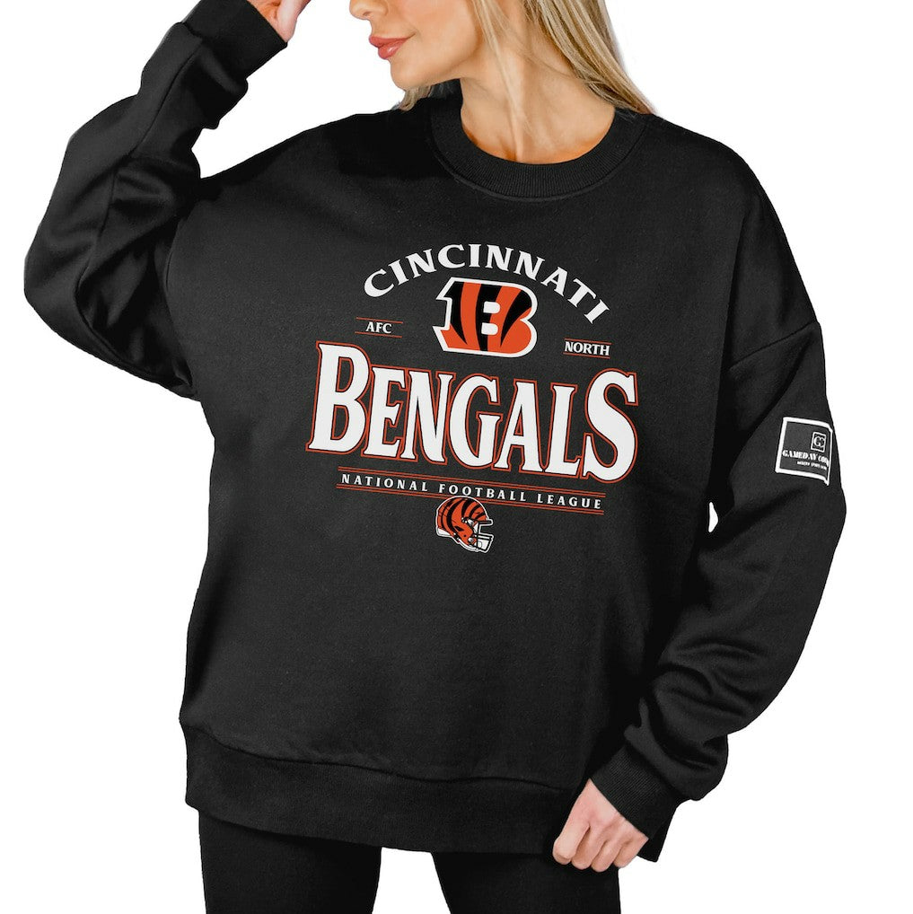 Cincinnati Bengals Gameday Couture Women's Oversized Players Only Black Label Pullover Sweatshirt Black