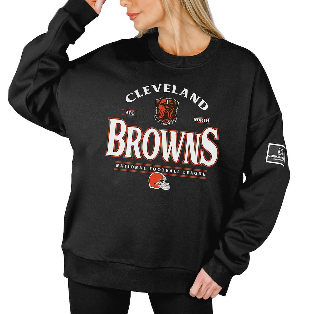 Cleveland Browns Gameday Couture Women's Oversized Players Only Black Label Pullover Sweatshirt Black