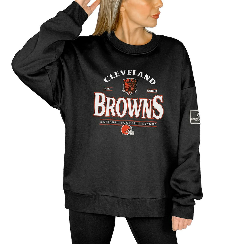 Cleveland Browns Gameday Couture Women's Oversized Players Only Black Label Pullover Sweatshirt Black