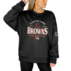 Cleveland Browns Gameday Couture Women's Oversized Players Only Black Label Pullover Sweatshirt Black