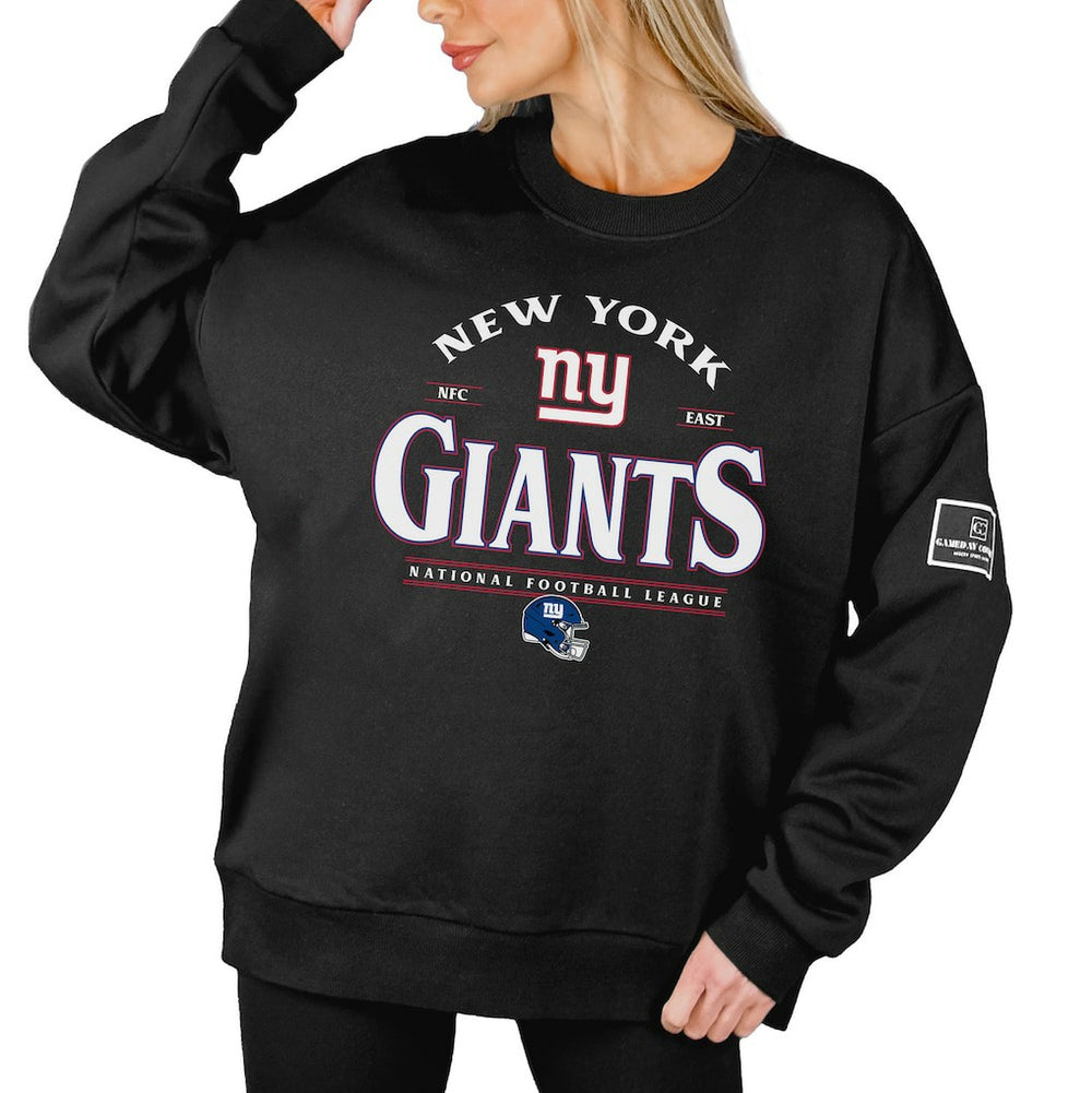 New York Giants Gameday Couture Women's Oversized Players Only Black Label Pullover Sweatshirt Black